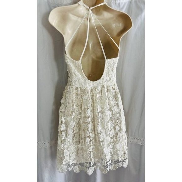 Hollister Baby Doll Embroidered Laced Floral Sweetheart Neck Backless Dress XS - Picture 4 of 9